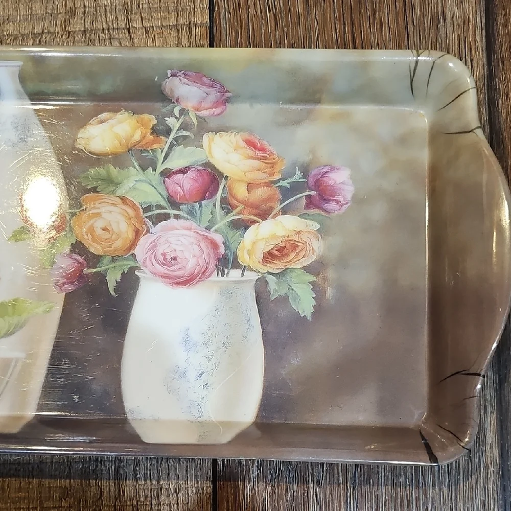 Floral Decorative Serving Tray Fabrice de Villeneuve